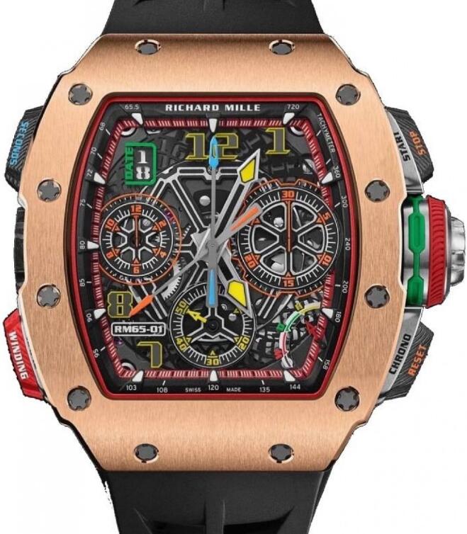 Review Replica Richard Mille RM 65-01 Automatic Split-Seconds Chronograph Red Gold Watch